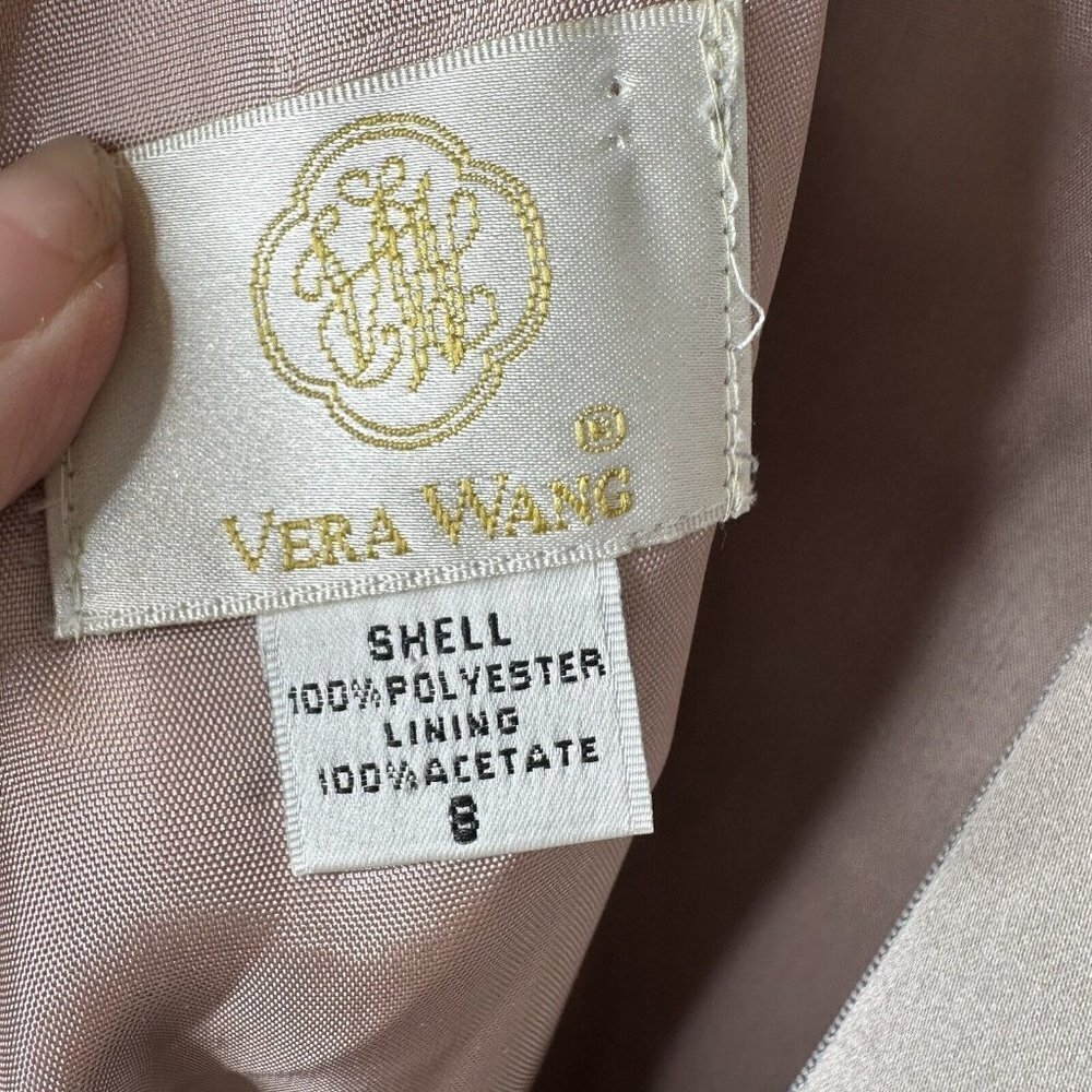 Vera Wang Womens Sleeveless Taupe Maxi Formal Gown 8 Bride Wedding Bride - Picture 9 of 14